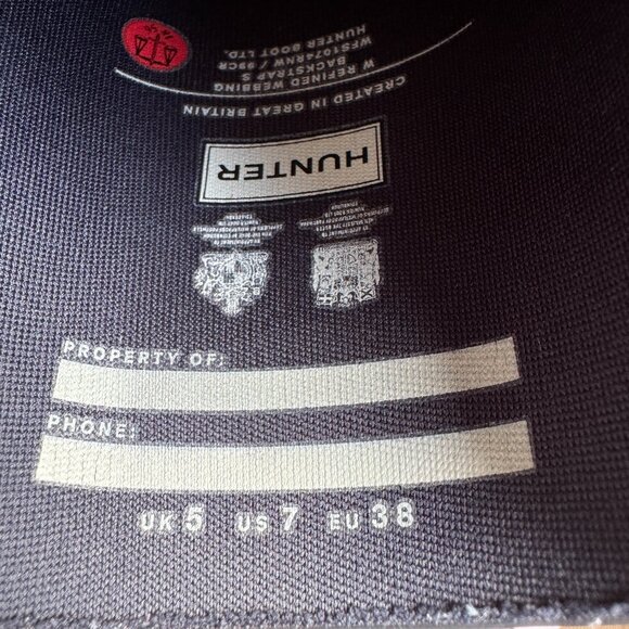 Hunter Refined Webbing Black Rain Wellies Boots in Women's 7 / EU 38 - Picture 7 of 12